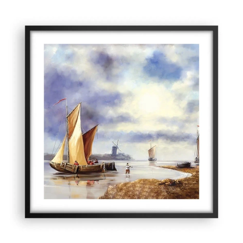 Plakat i sort ramme - Sømændenes tilbagevenden - 50x50 cm