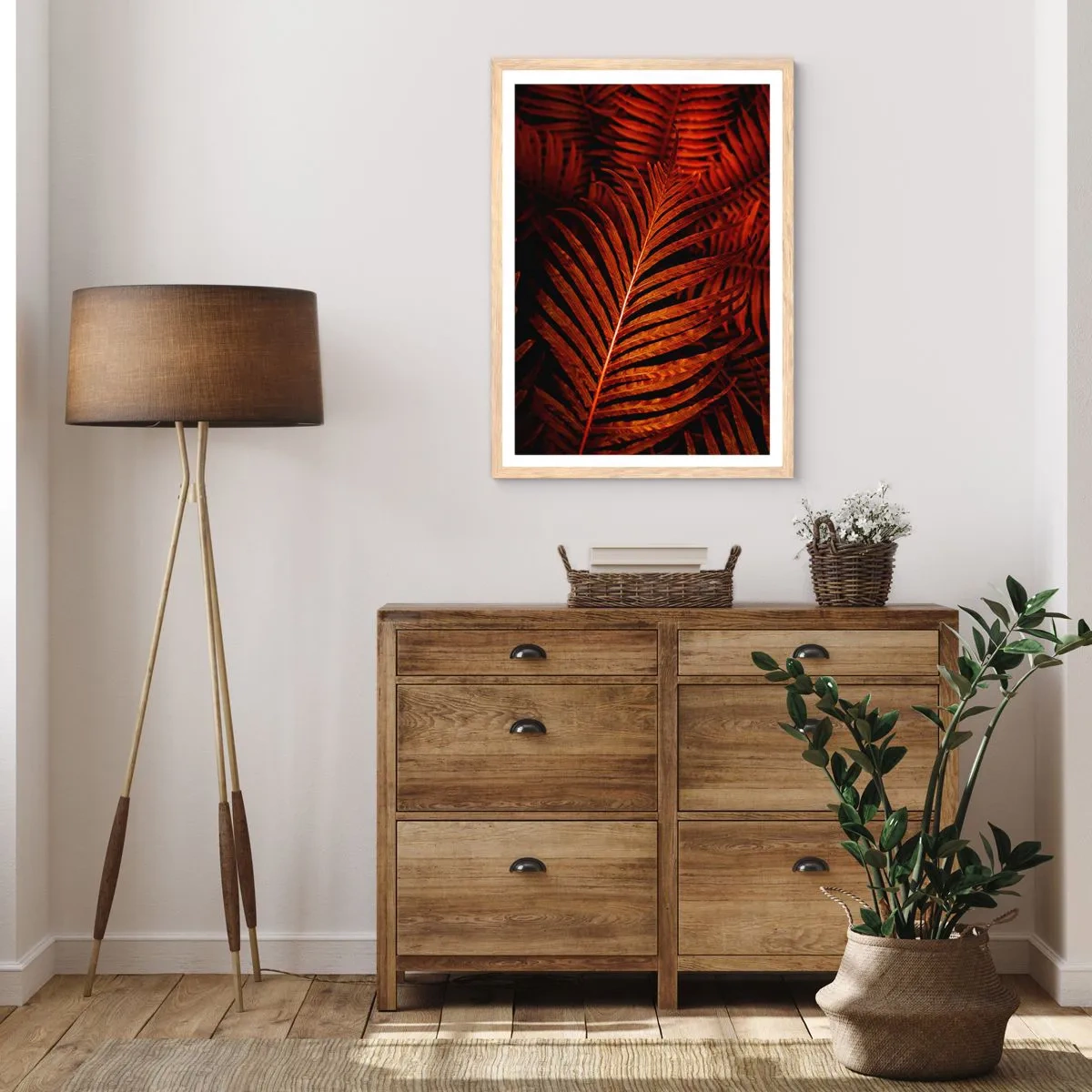 Plakat i ramme af lyst egetræ - Livets varme - 61x91 cm