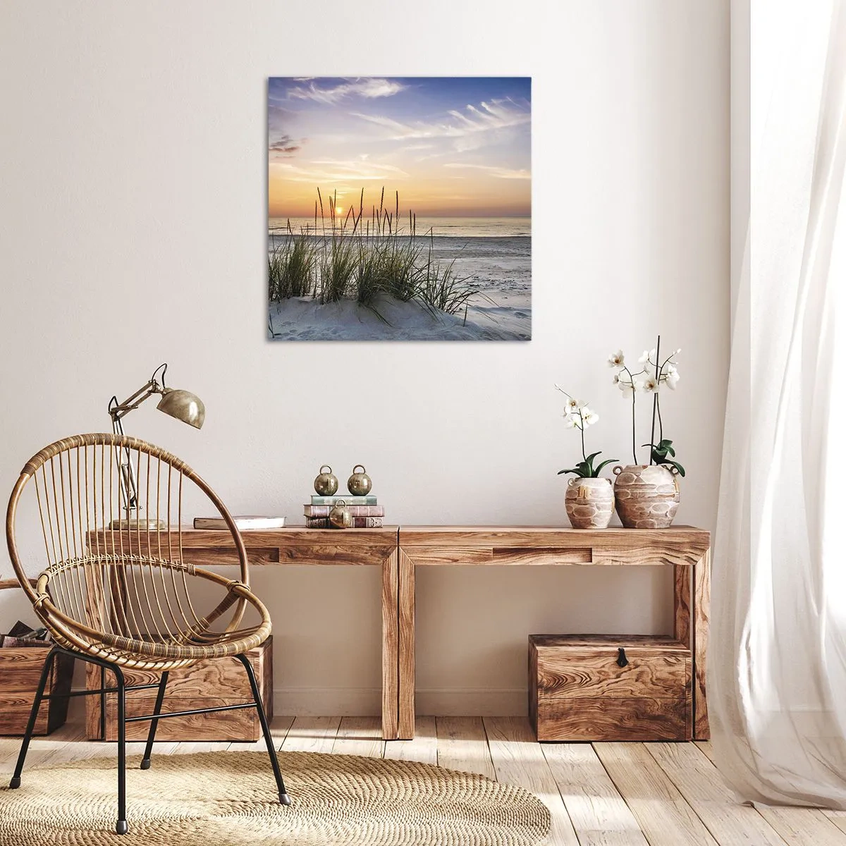 Lærredstryk - Billede på lærred - Se, tænk, føl - 30x30 cm