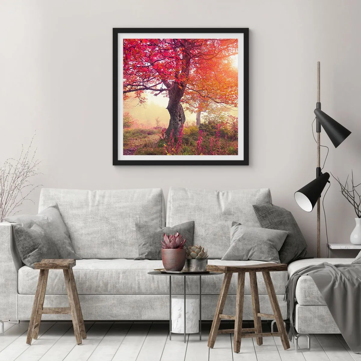 Plakat i sort ramme - Et væld af blomstring - 50x50 cm