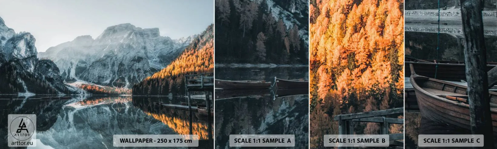 Fototapet Prøve Standard Eco - Spejllandskab - Landskab, Bjerge, Sø - 100x30 cm