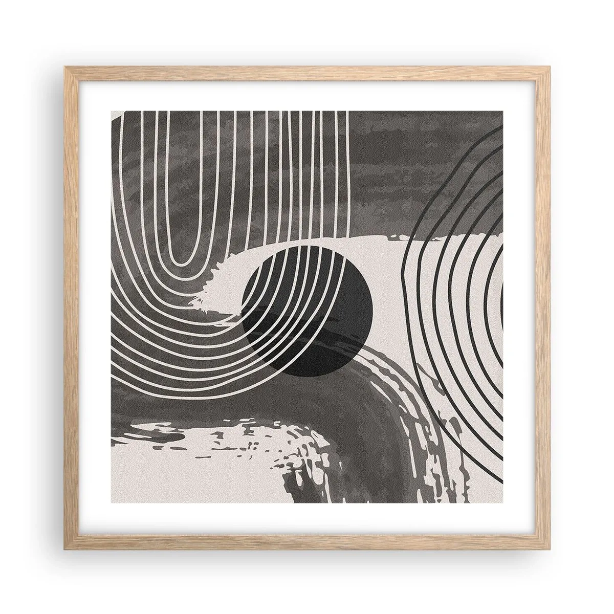 Plakat i ramme af lyst egetræ - Oval vinder - 50x50 cm