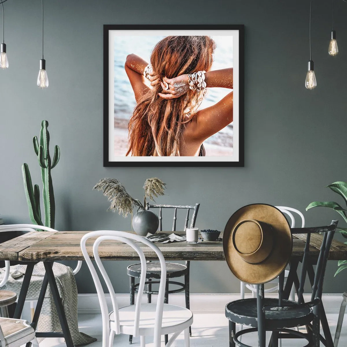 Plakat i sort ramme - Søster af vand og solskin - 40x40 cm
