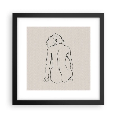 Plakat i sort ramme - Nøgen pige - 30x30 cm