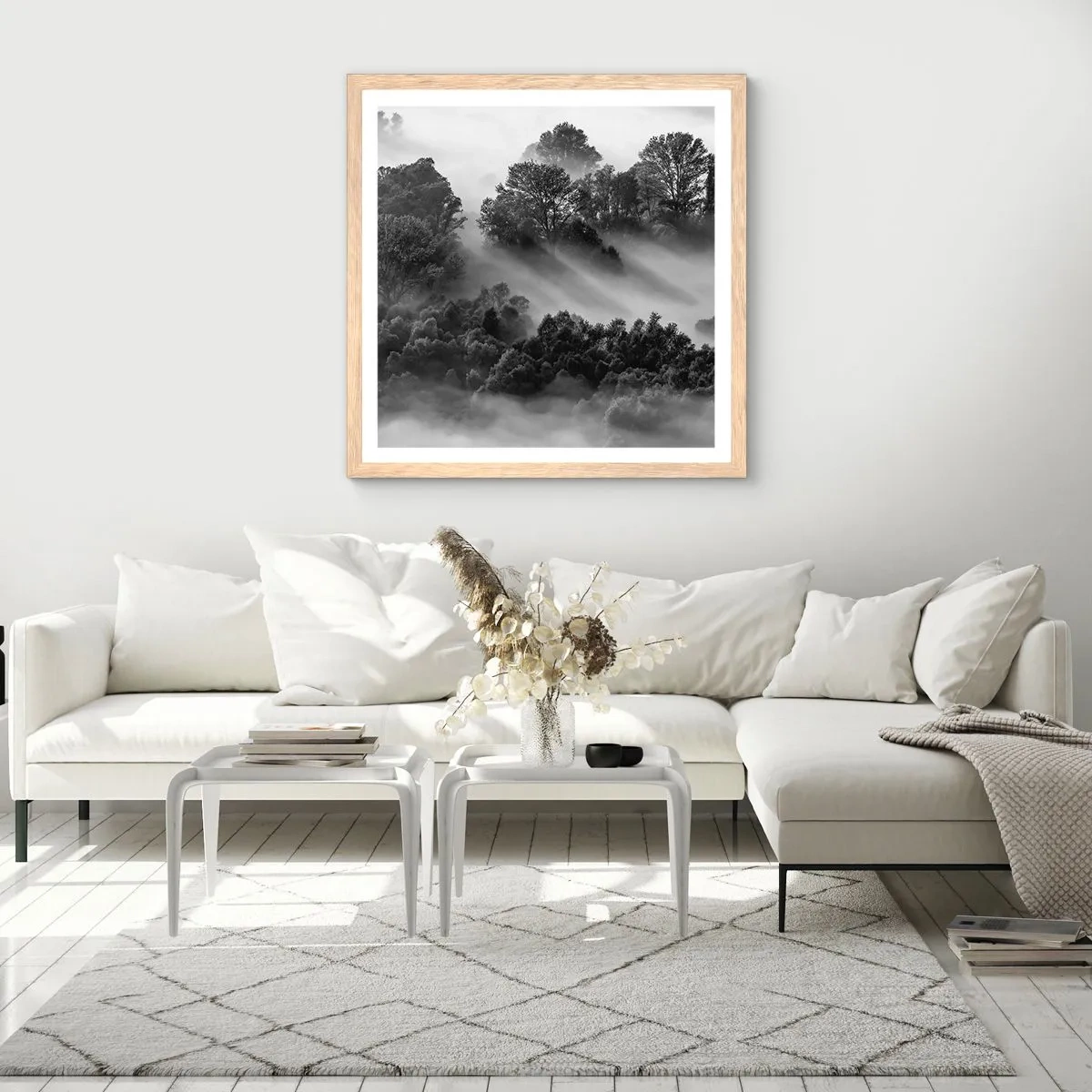 Plakat i ramme af lyst egetræ - At vågne fra søvnen - 30x30 cm