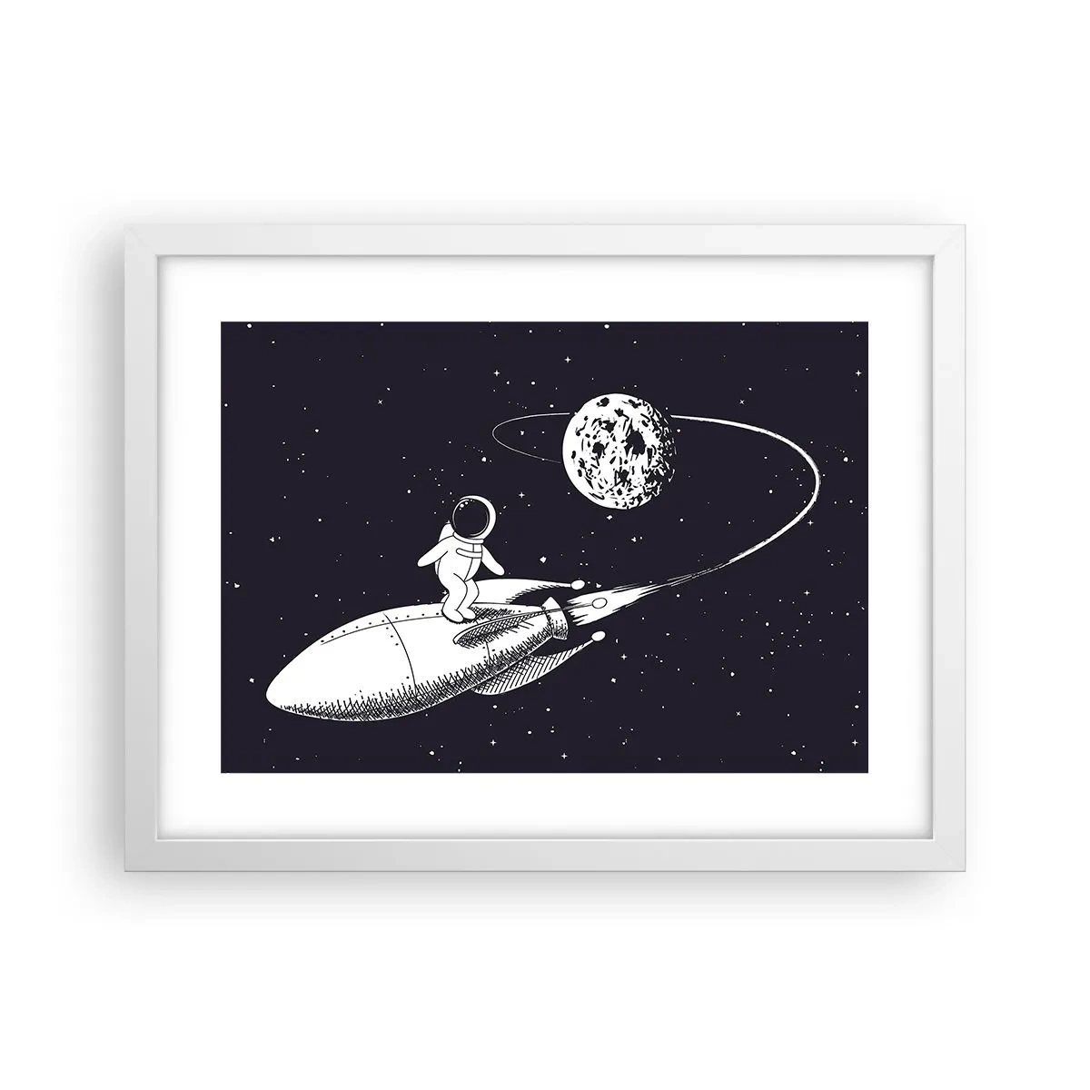 Plakat i hvid ramme - Space surfer - 40x30 cm