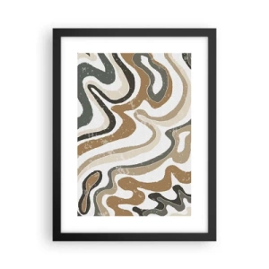 Plakat i sort ramme - Slyngninger af jordfarver - 30x40 cm