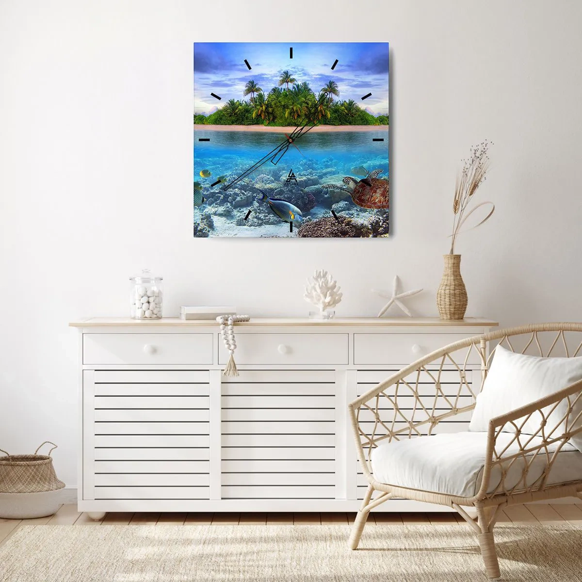Vægur, Uret - Den himmelske ø inviterer dig - 30x30 cm