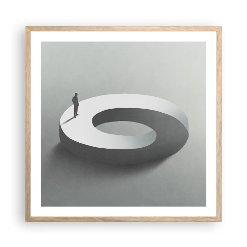 Plakat i ramme af lyst egetræ - Og vær klog - 60x60 cm