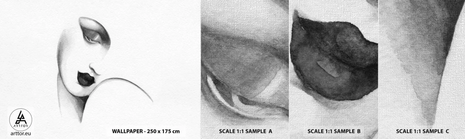 Prøve Fototapet Premium Canvas - I Lempickas stil - Portræt af en kvinde, Kvindens ansigt, Stykke - 100x30 cm