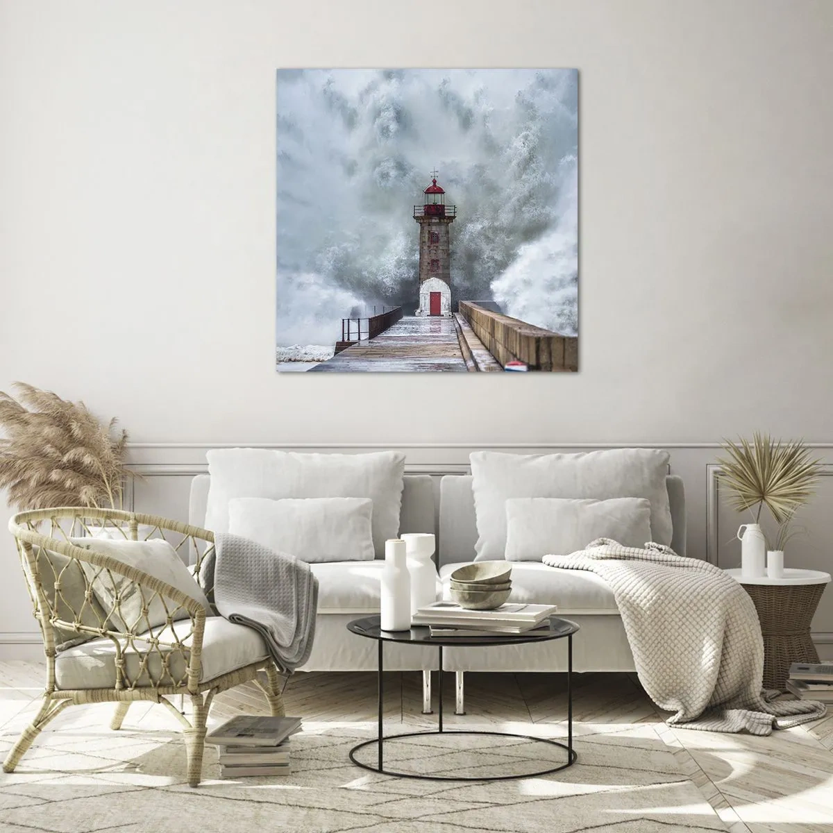 Billede på glas - Vandets brusen, vindens susen, lyden af vinden - 70x70 cm