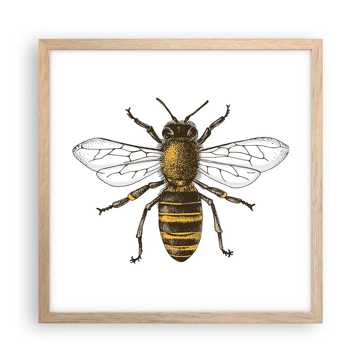 Plakat i ramme af lyst egetræ - Smuk og god - 40x40 cm