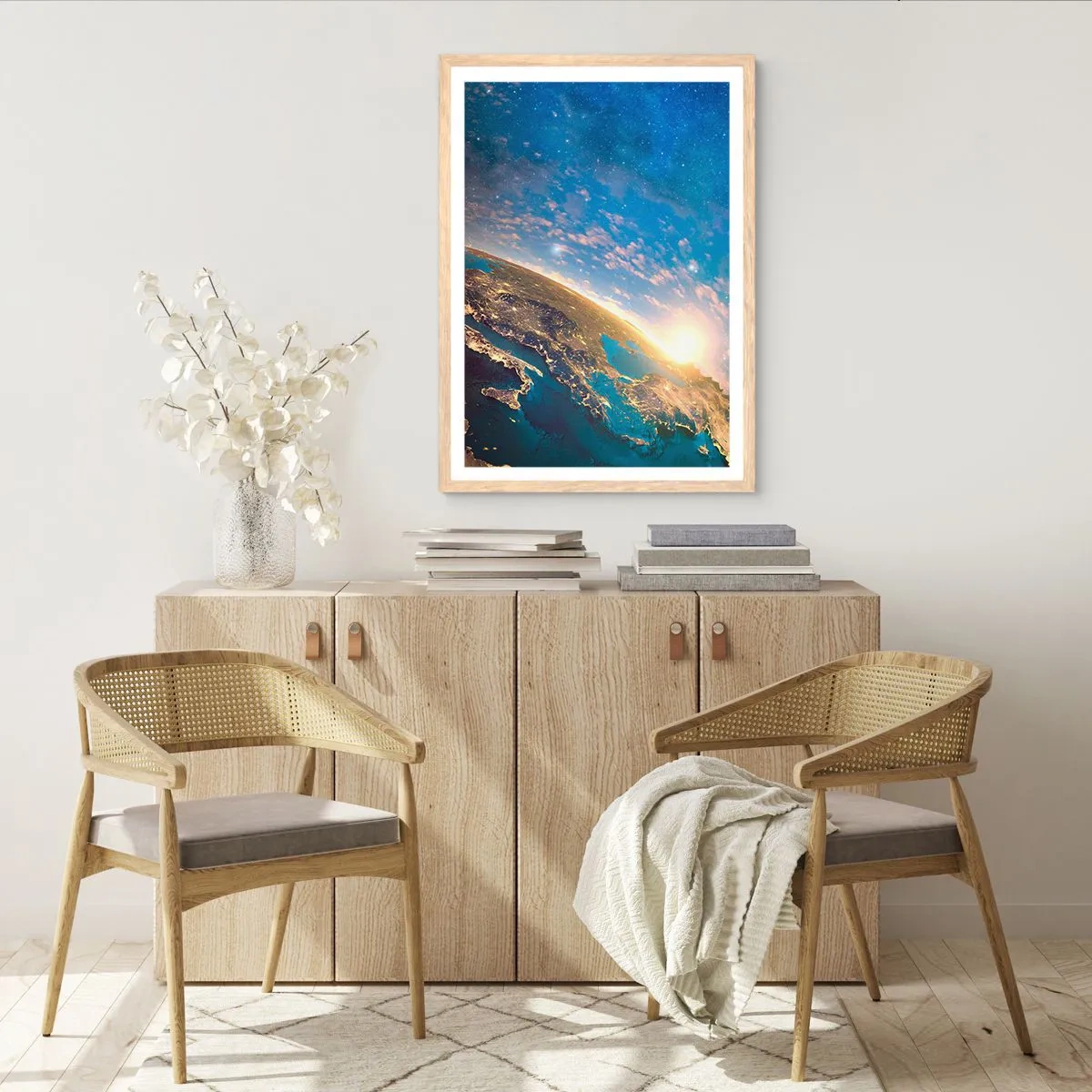 Plakat i ramme af lyst egetræ - Lad os se på hinanden på afstand - 40x50 cm