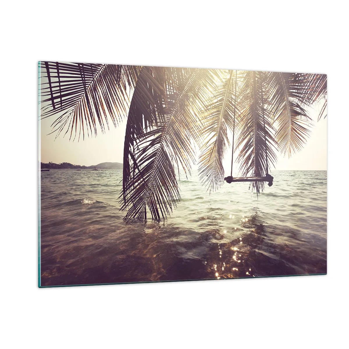 Billede på glas - Du kan svæve i skyerne efter behag - 120x80 cm