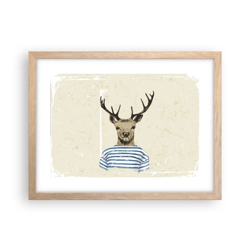 Plakat i ramme af lyst egetræ - Fordi jeg kan lide stribede skjorter! - 40x30 cm