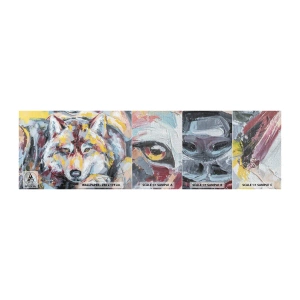 Prøve Fototapet Premium Canvas - Fred blandt kære - Abstraktion, Ulv, Maleri - 100x30 cm