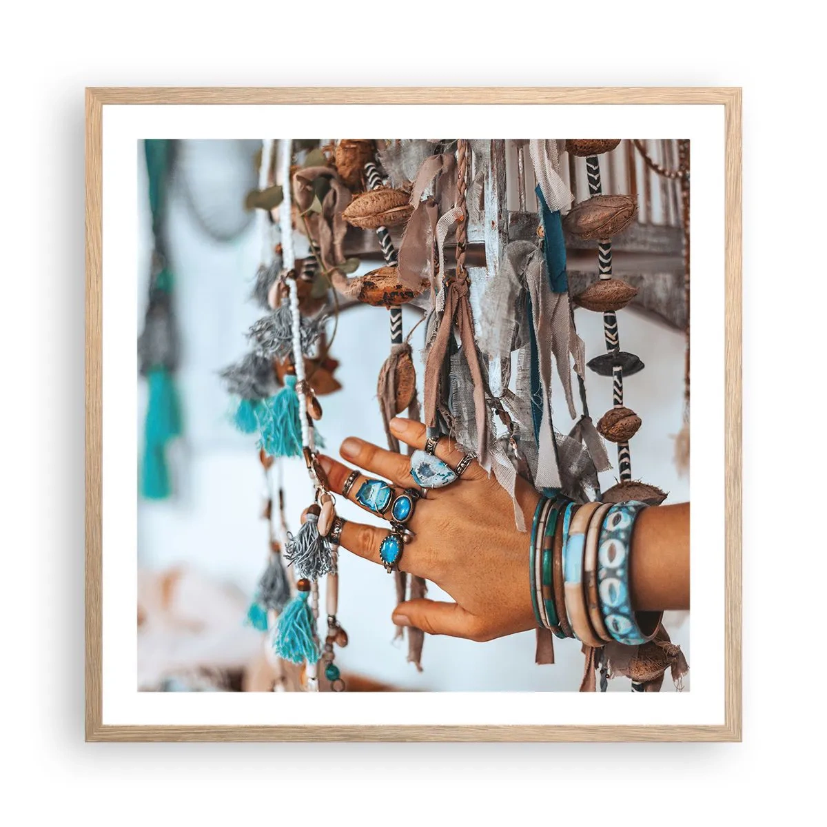 Plakat i ramme af lyst egetræ - Lokale skatte - 60x60 cm