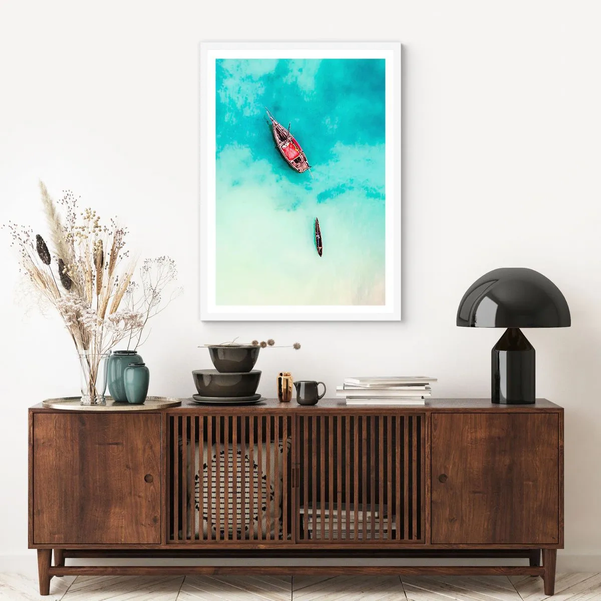 Plakat i hvid ramme - For på Zanzibars strande, når det overskydende vand... - 61x91 cm