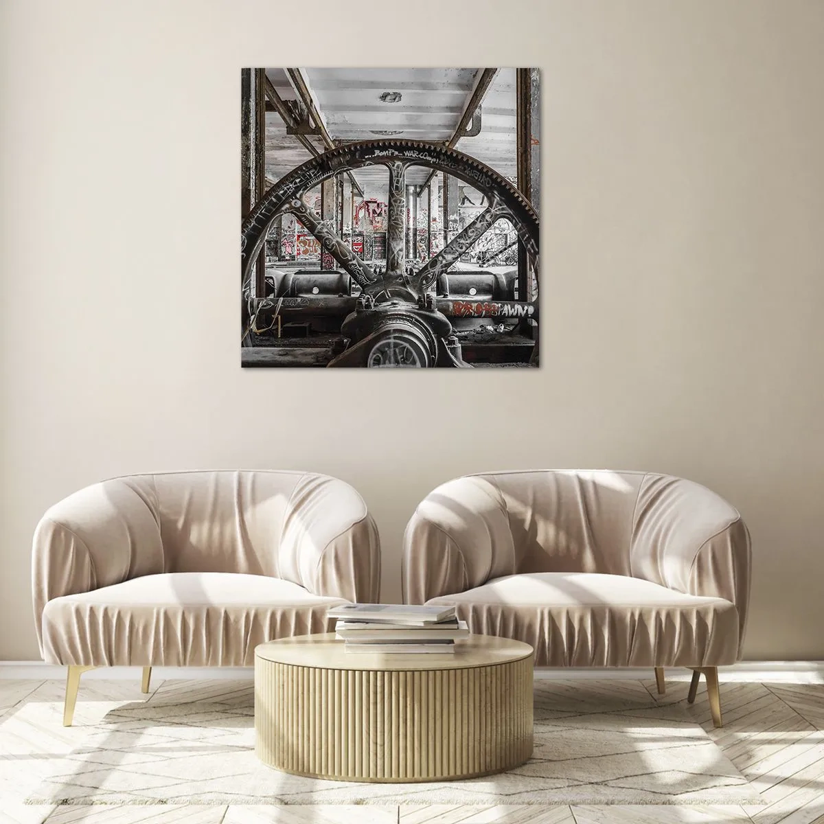 Billede på glas - Fabrikkens hemmelige liv - 40x40 cm