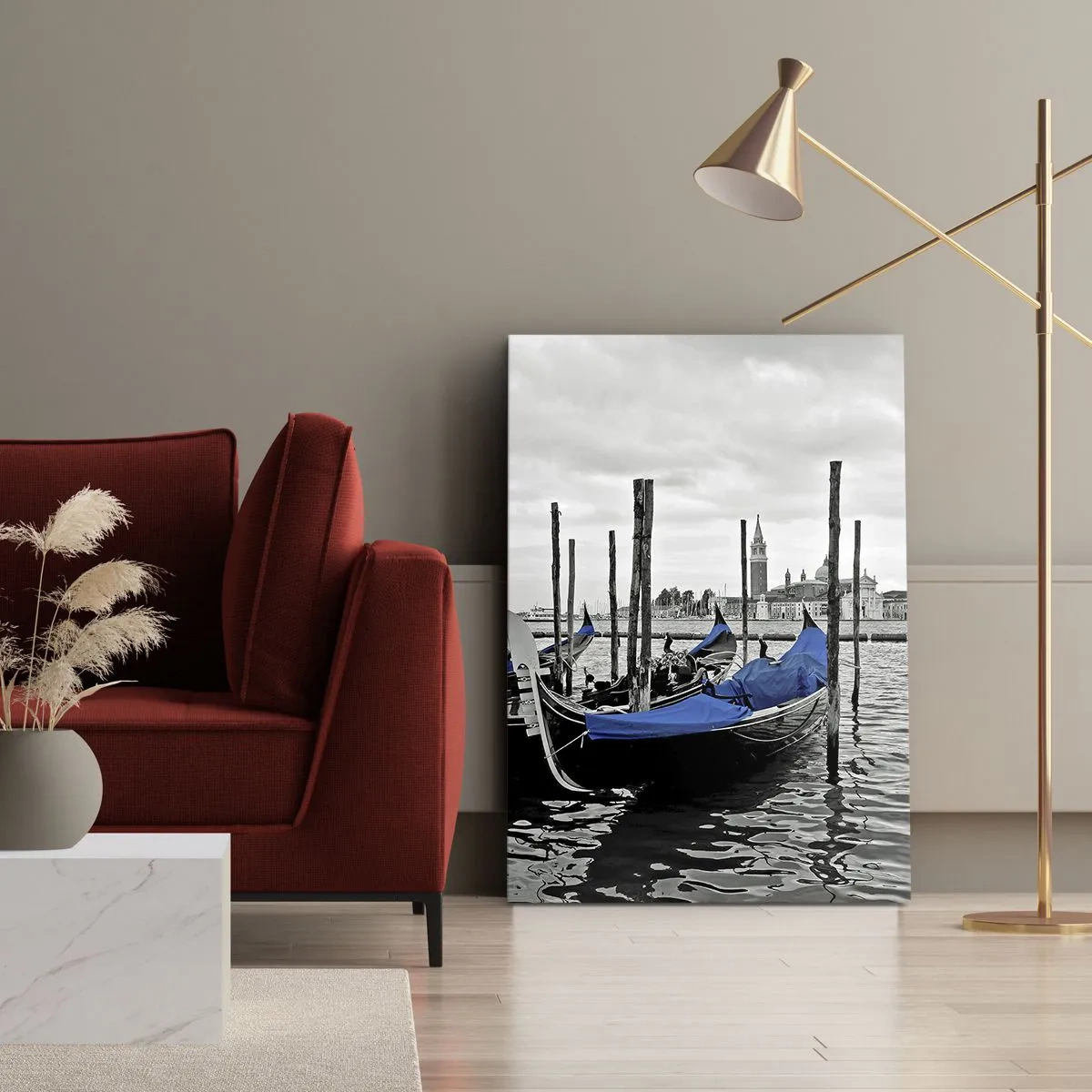 Lærredstryk - Billede på lærred - Eftertænksomt Venedig - 45x80 cm