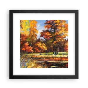 Plakat i sort ramme - Landskab i guld og bronze - 30x30 cm