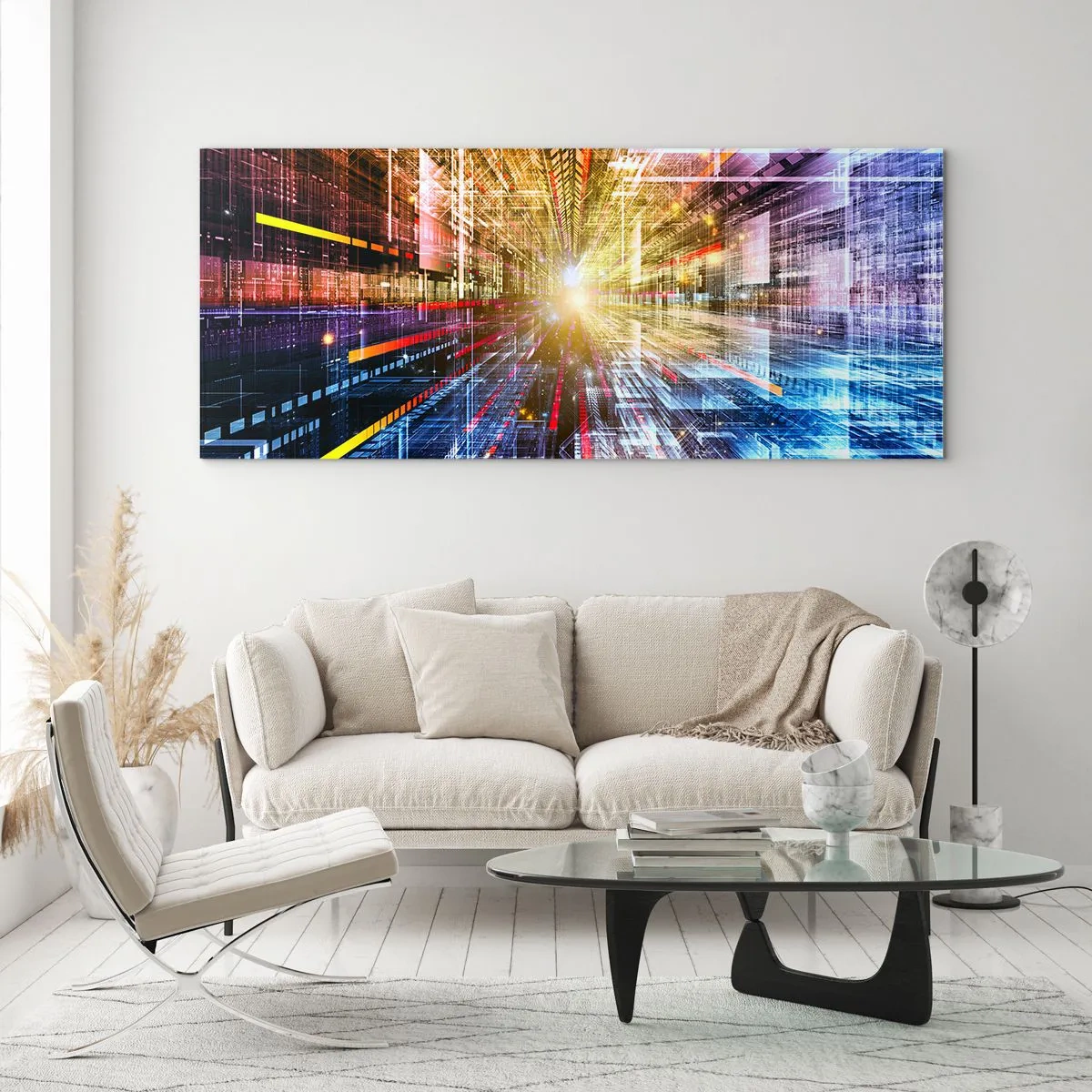 Billede på glas - Lysende korridor - 160x50 cm
