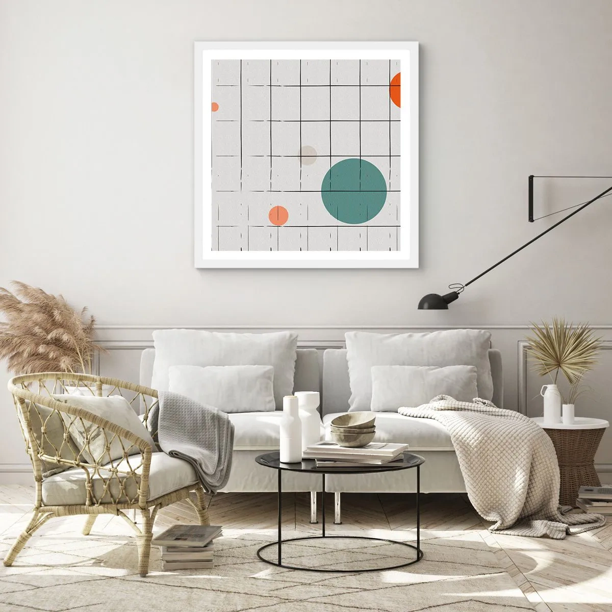 Plakat i hvid ramme - Fanget i en fælde. Os eller dem? - 30x30 cm