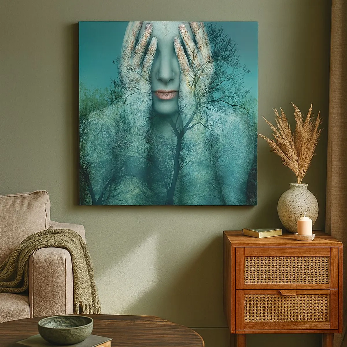 Lærredstryk - Billede på lærred - Nedsænket i blåt - 30x30 cm