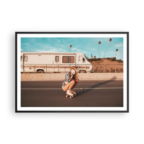 Plakat i sort ramme - Smil, tak! - 100x70 cm