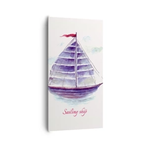 Lærredstryk - Billede på lærred - Fulde sejl og roligt vand - 65x120 cm
