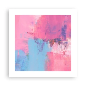 Plakat - Lyserød, blå og en knivspids lys - 40x40 cm