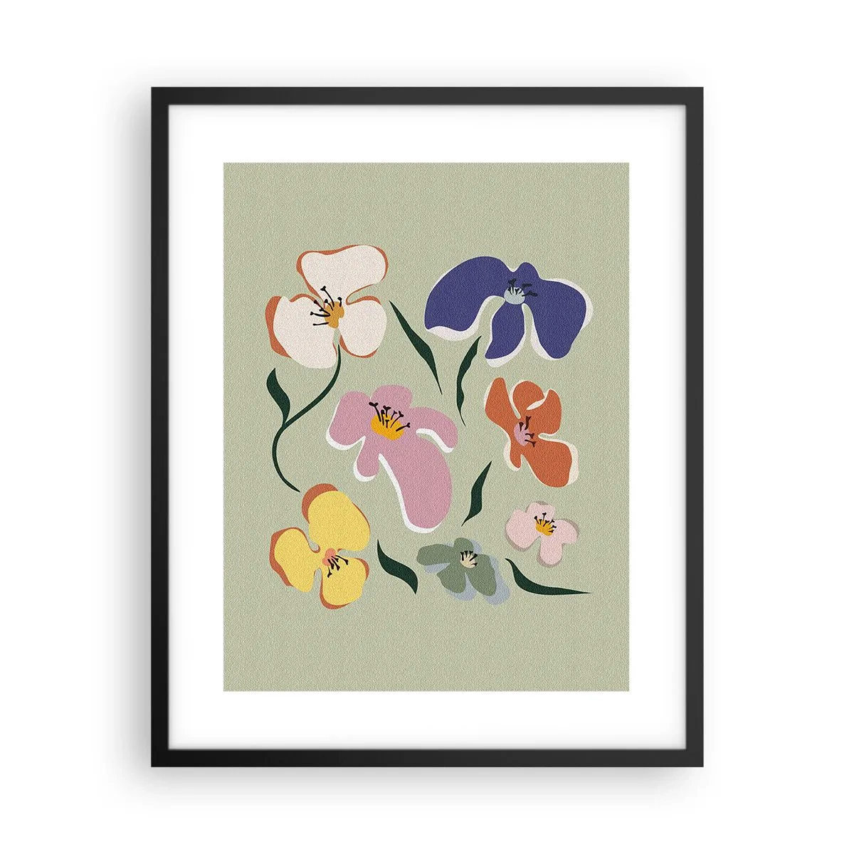 Plakat i sort ramme - Stedmoderblomster med et twist - 40x50 cm