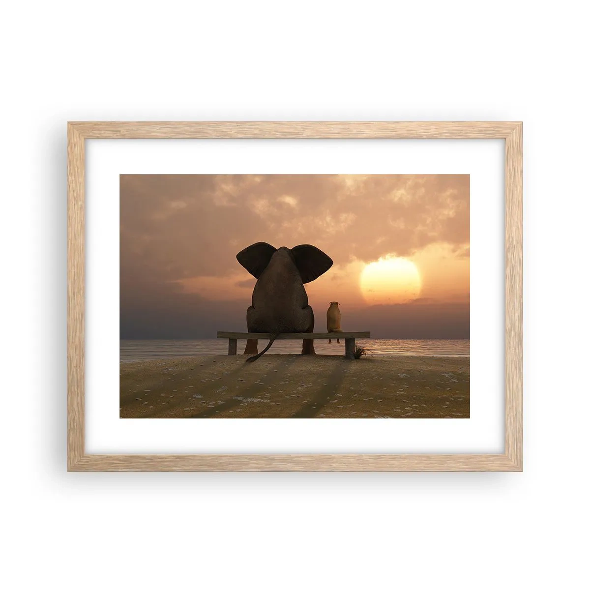 Plakat i ramme af lyst egetræ - Det er godt at være stille sammen - 40x30 cm