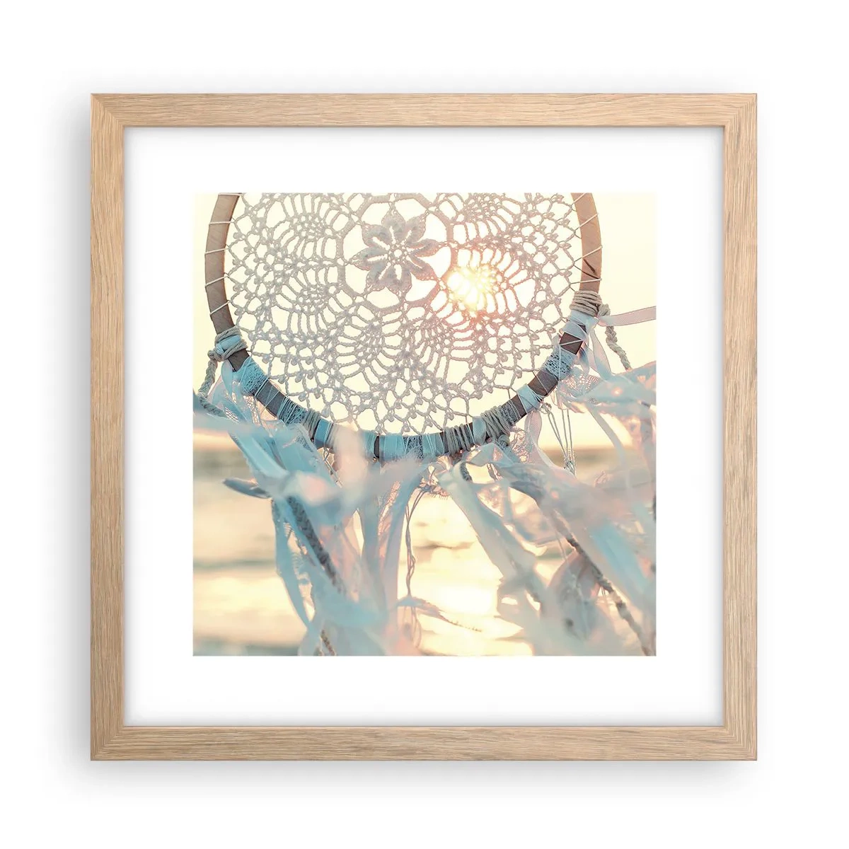 Plakat i ramme af lyst egetræ - Totem med blonder - 30x30 cm