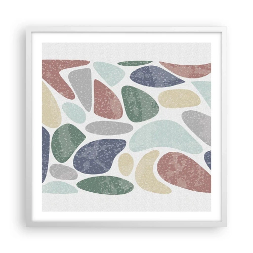 Plakat i hvid ramme - Mosaik af pulveriserede farver - 60x60 cm