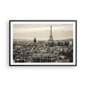 Plakat i sort ramme - Over Paris' hustage - 91x61 cm