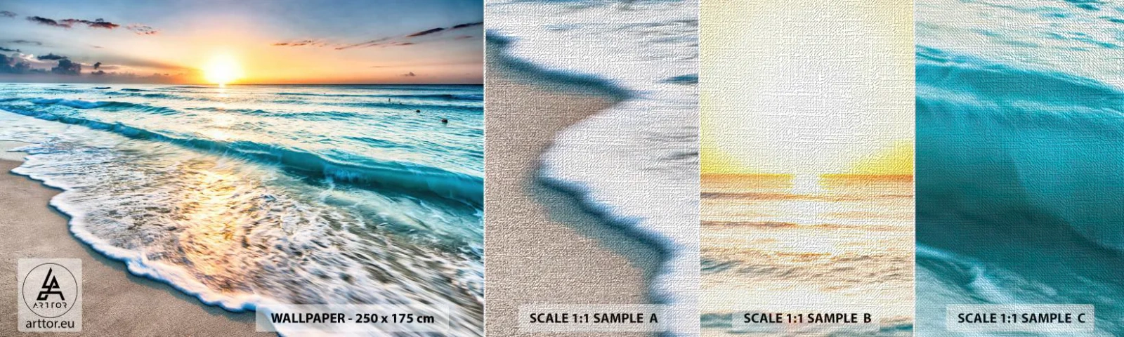 Prøve Fototapet Premium Canvas - Et synspunkt, der er værd at have - Landskab, Strand, Solnedgang - 100x30 cm