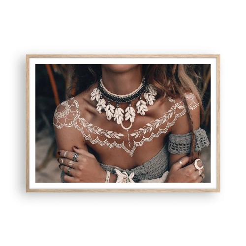 Plakat i ramme af lyst egetræ - Talismaner, ritualer om kvindelighed - 100x70 cm