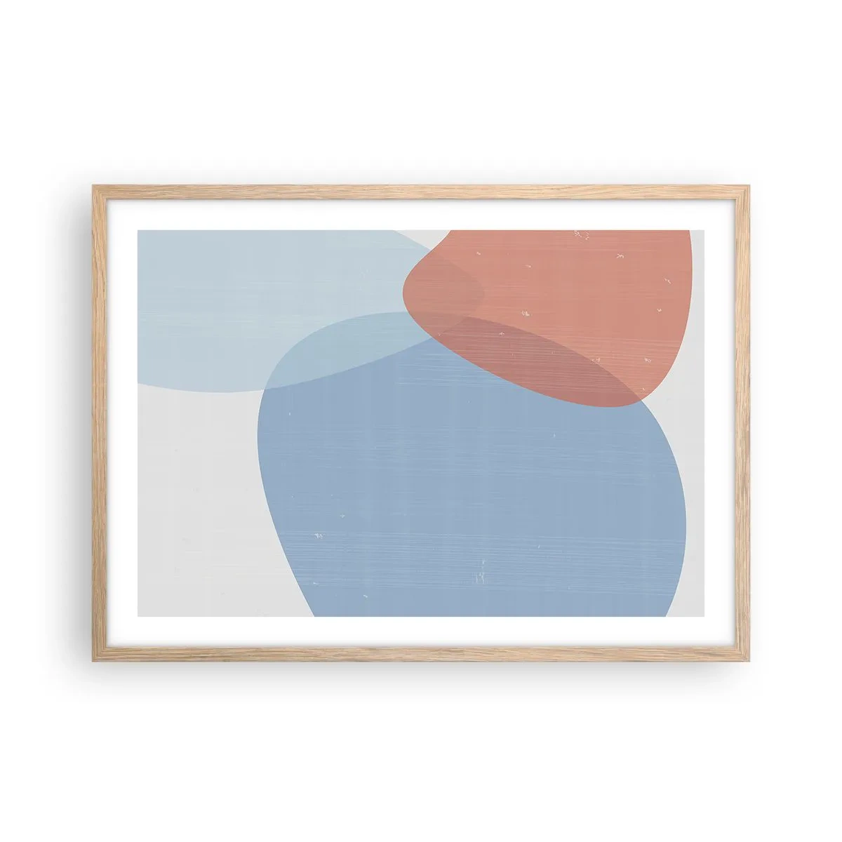 Plakat i ramme af lyst egetræ - Pastelfarvede relationer - 70x50 cm