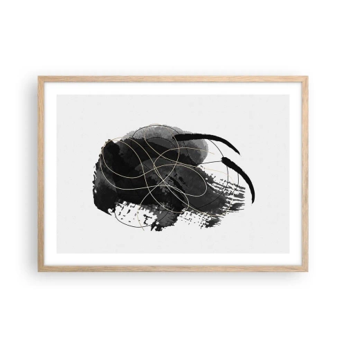 Plakat i ramme af lyst egetræ - Kom frem fra det sorte - 70x50 cm