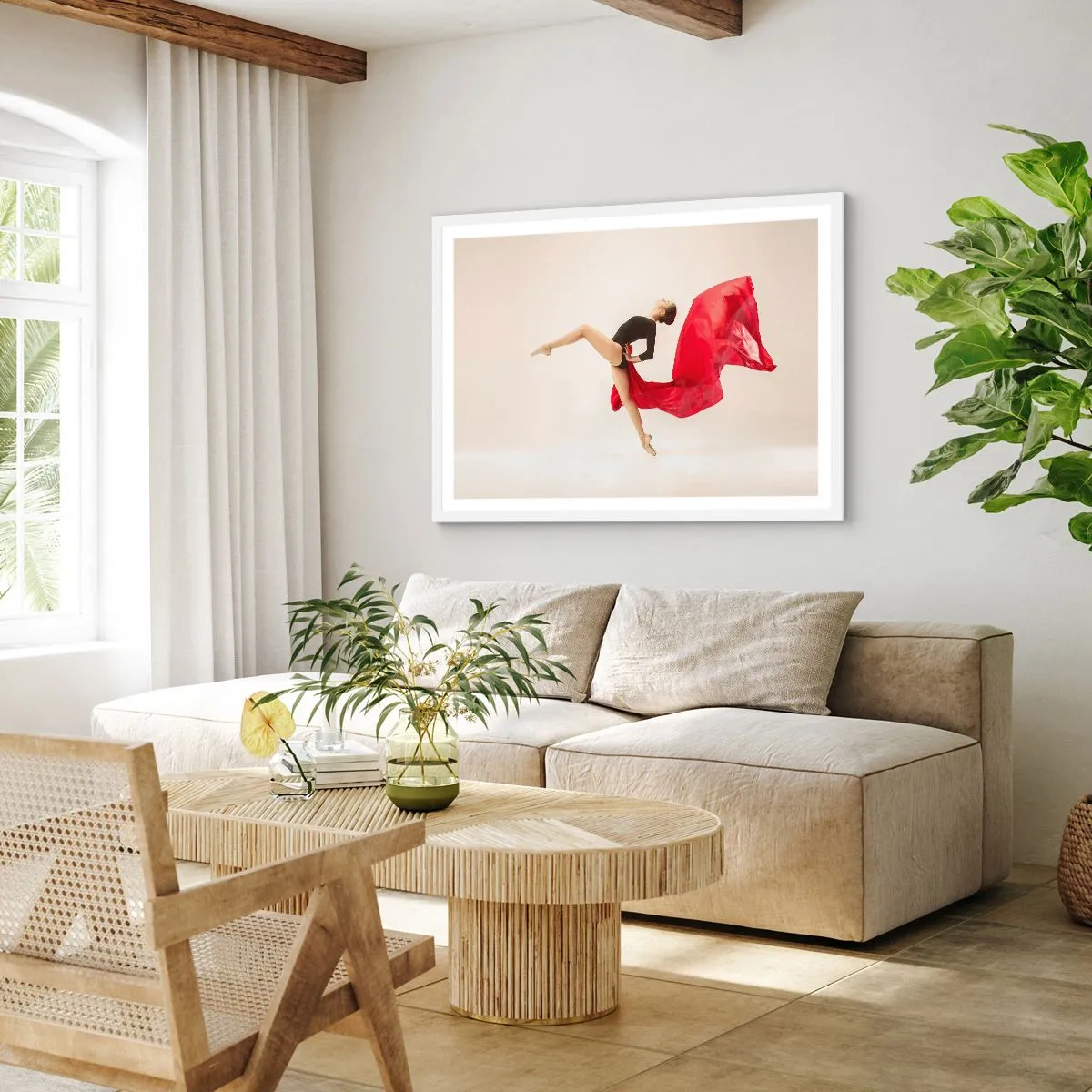 Plakat i hvid ramme - Rød og sort - 91x61 cm