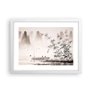 Plakat i hvid ramme - Stilhed i rismarkerne - 40x30 cm