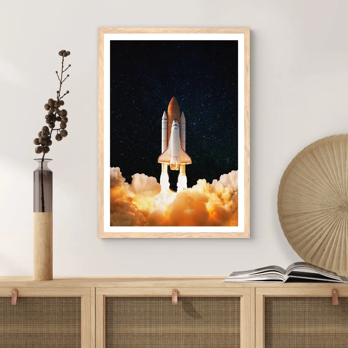 Plakat i ramme af lyst egetræ - Ad astra! - 30x40 cm
