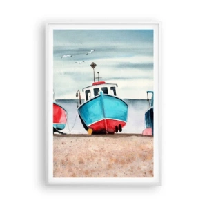 Plakat i hvid ramme - Klar til at fange - 70x100 cm