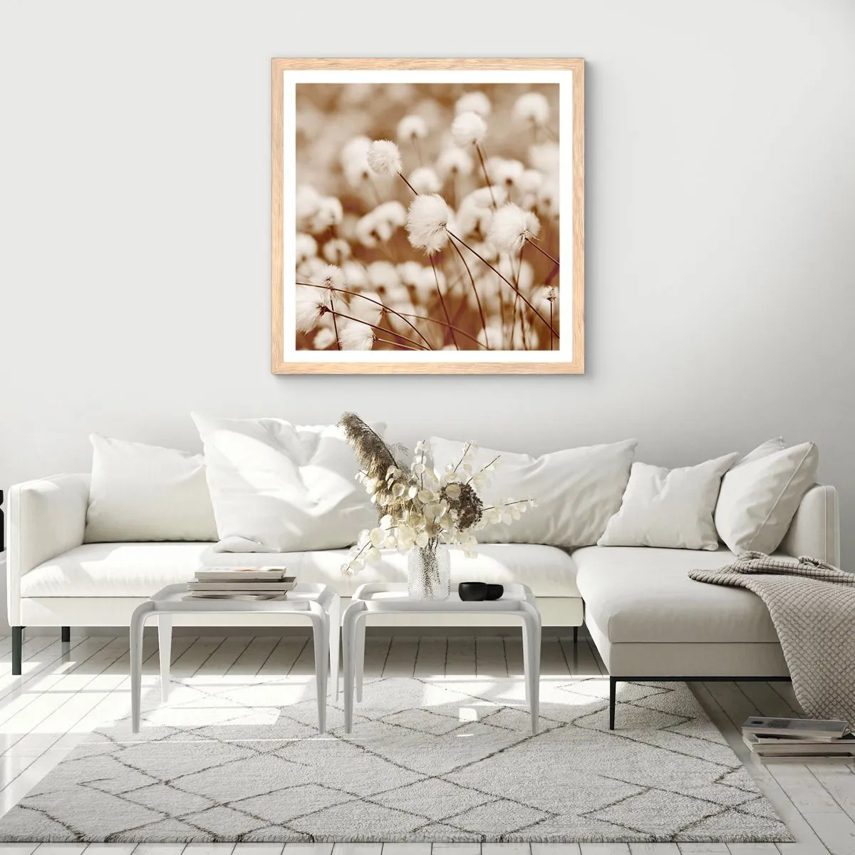 Plakat i ramme af lyst egetræ - Fyldig mark - 40x40 cm