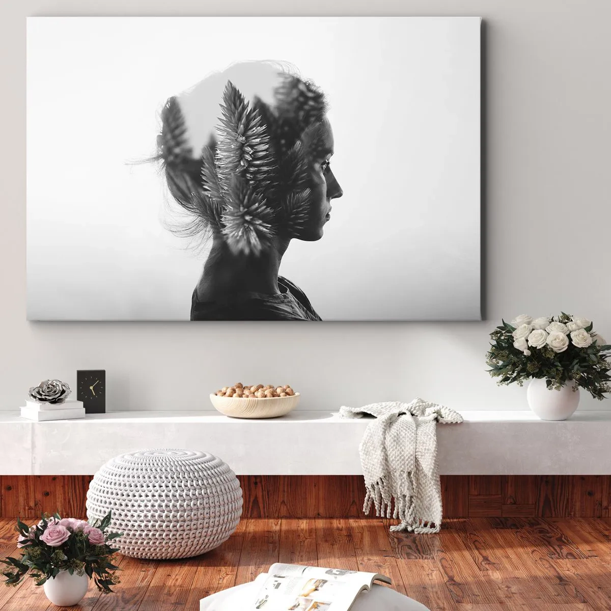 Lærredstryk - Billede på lærred - Dame af fyrreskoven - 120x80 cm