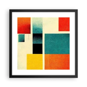 Plakat i sort ramme - Geometrisk abstraktion - god energi - 40x40 cm