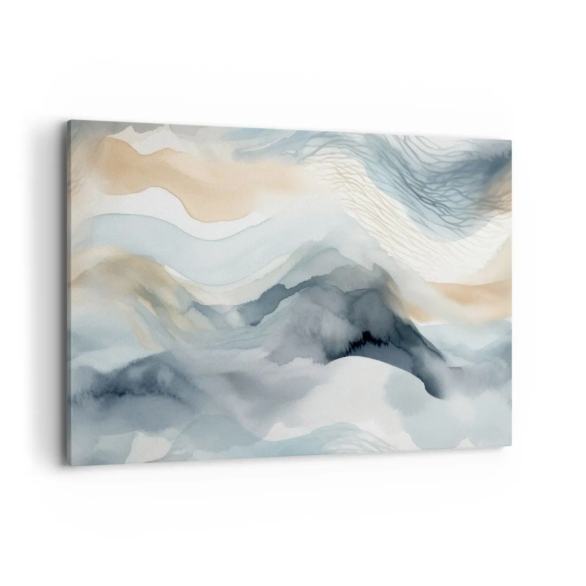 Lærredstryk - Billede på lærred - Abstraktion af sne og tåge - 120x80 cm