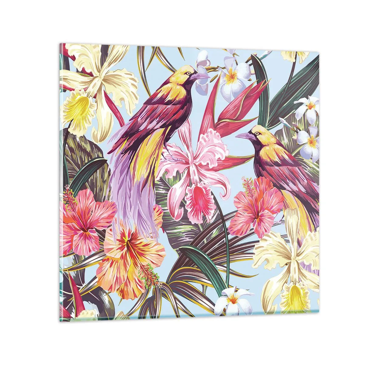 Billede på glas - Kronblade og fjer - 60x60 cm