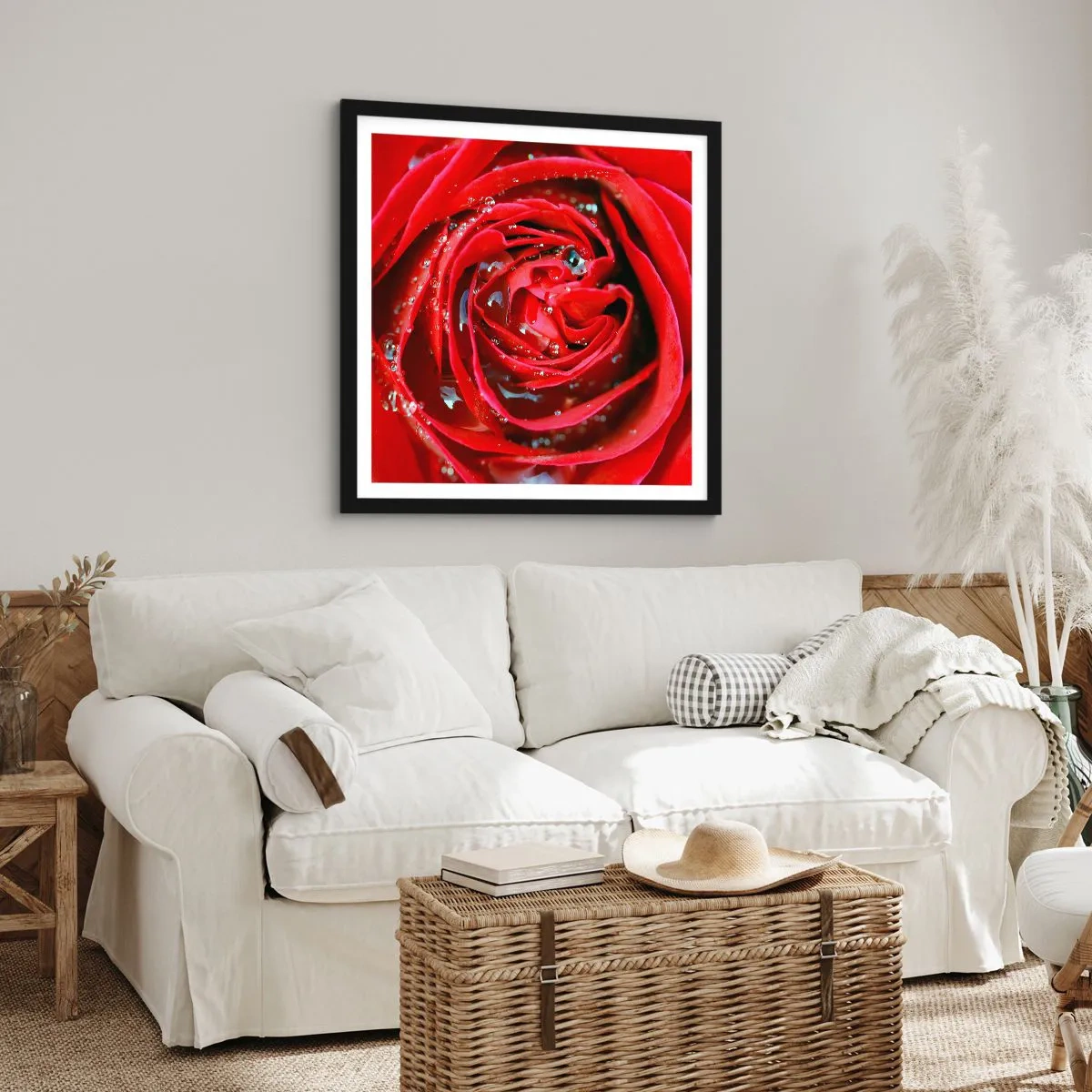 Plakat i sort ramme - I dråber af dug - 40x40 cm